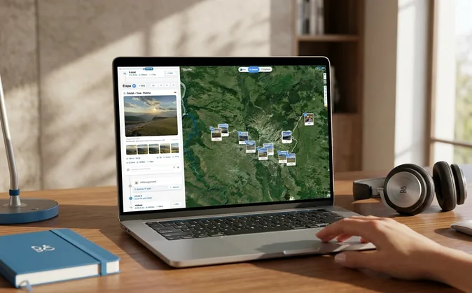Carte interactive synchronisée à la timeline, avec le tracé du voyage dans TalesMap