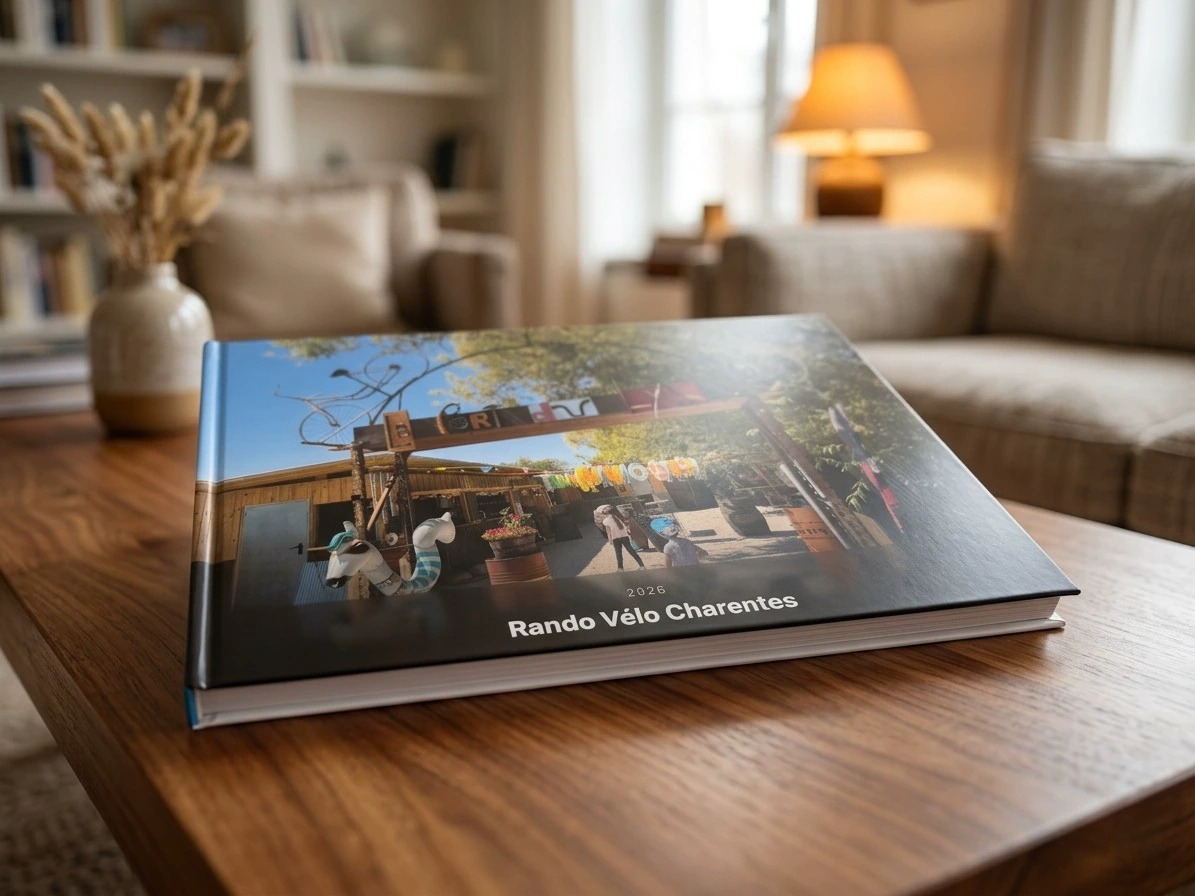 Un livre photo TalesMap imprimé, ouvert à plat