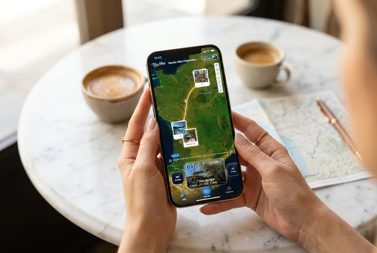 Le voyage d'un utilisateur reconstruit sur la carte à partir de ses photos